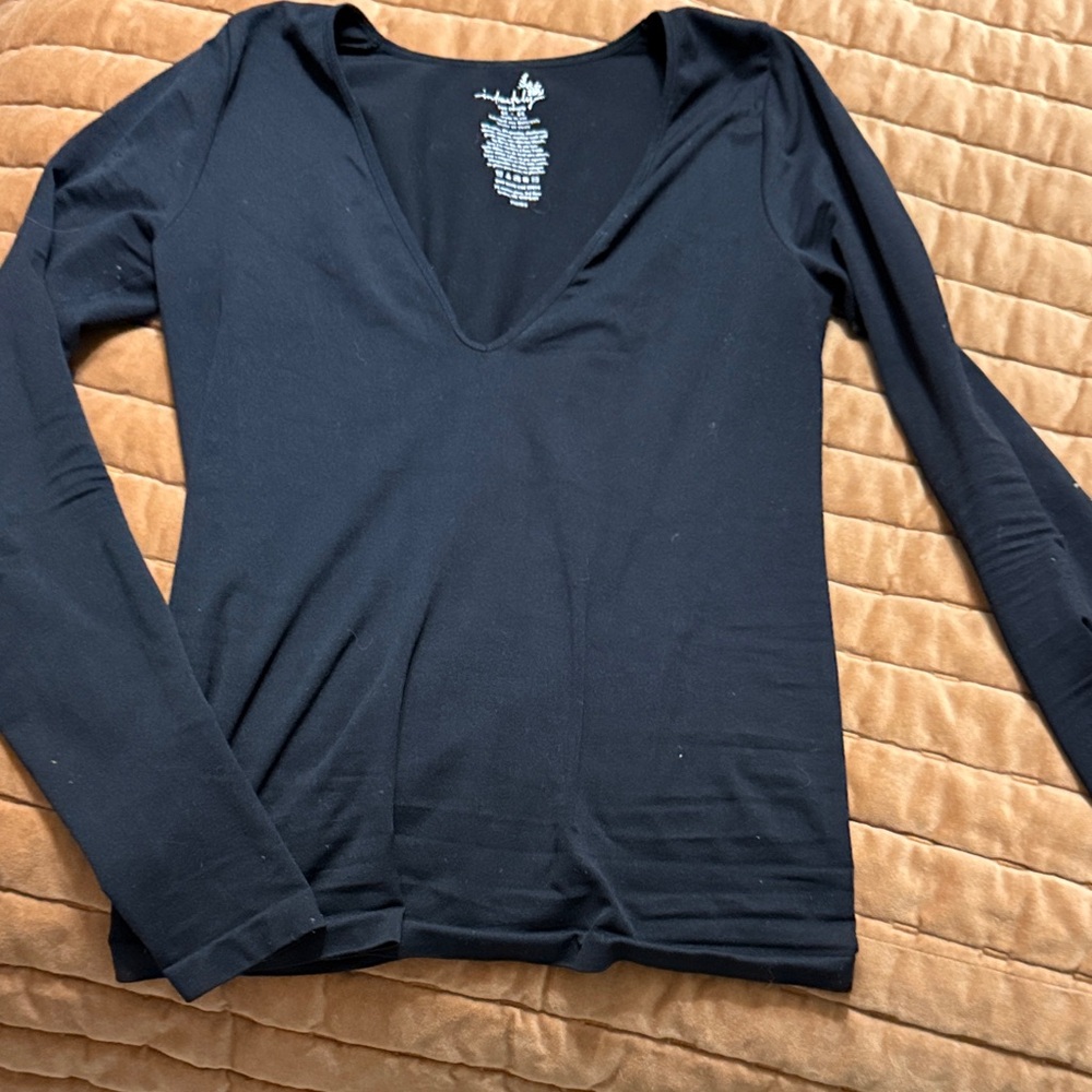 Free People Midnight Long Sleeve V-Neck Top